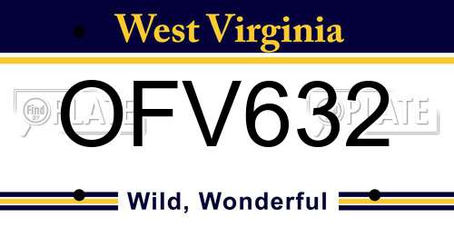 OFV632 West Virginia License Plate
