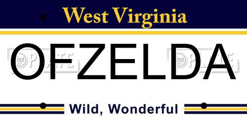 OFZELDA West Virginia License Plate
