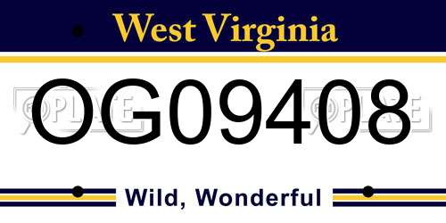 OG09408 West Virginia License Plate