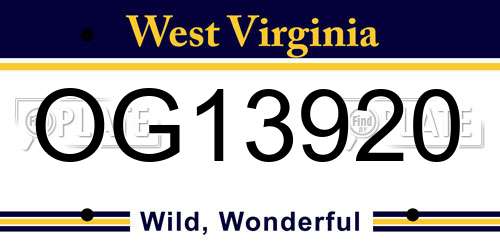 OG13920 West Virginia License Plate