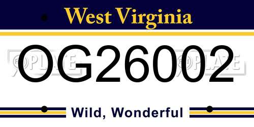 OG26002 West Virginia License Plate