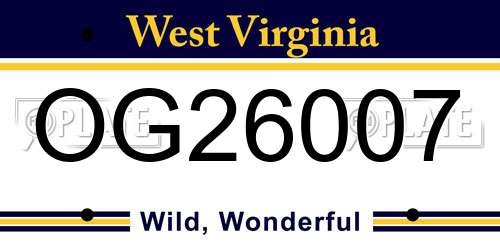 OG26007 West Virginia License Plate