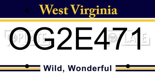 OG2E471 West Virginia License Plate