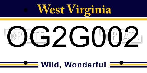 OG2G002 West Virginia License Plate