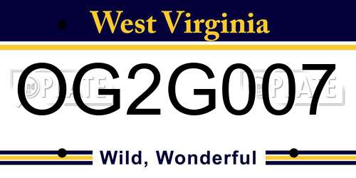 OG2G007 West Virginia License Plate