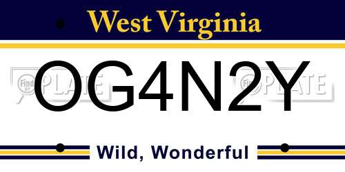 OG4N2Y West Virginia License Plate