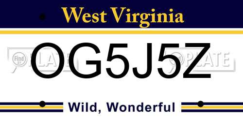 OG5J5Z West Virginia License Plate