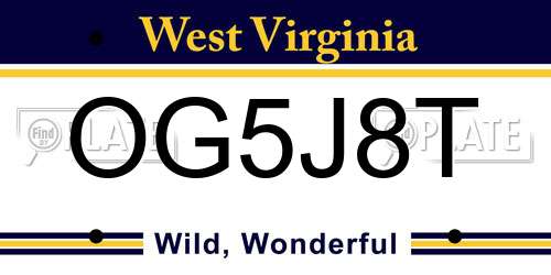 OG5J8T West Virginia License Plate