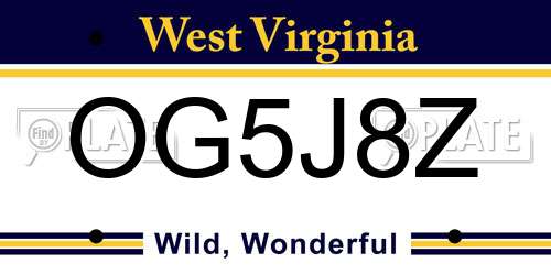 OG5J8Z West Virginia License Plate