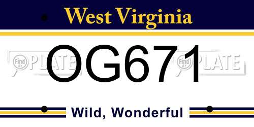 OG671 West Virginia License Plate