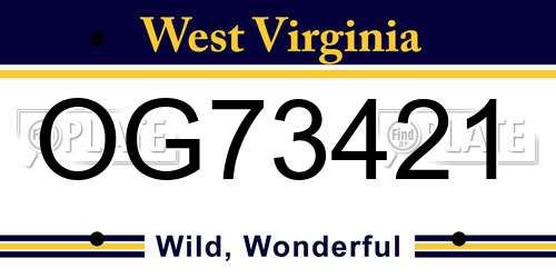 OG73421 West Virginia License Plate