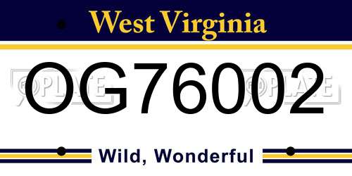 OG76002 West Virginia License Plate
