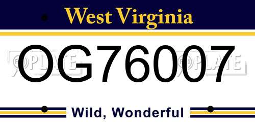 OG76007 West Virginia License Plate