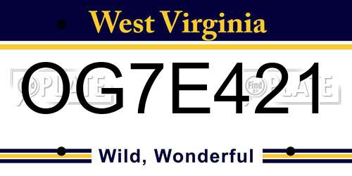 OG7E421 West Virginia License Plate