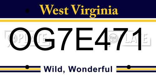 OG7E471 West Virginia License Plate