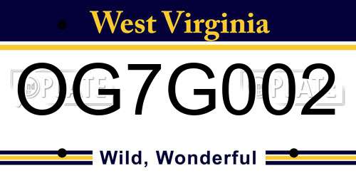 OG7G002 West Virginia License Plate