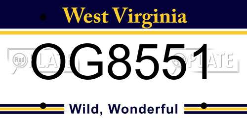 OG8551 West Virginia License Plate