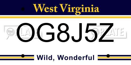OG8J5Z West Virginia License Plate