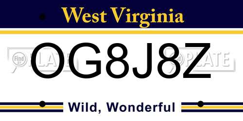 OG8J8Z West Virginia License Plate