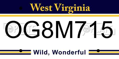OG8M715 West Virginia License Plate