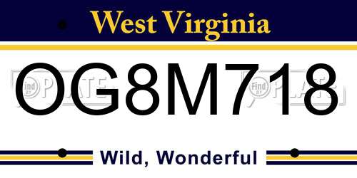 OG8M718 West Virginia License Plate