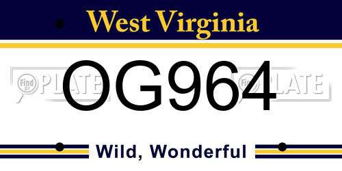 OG964 West Virginia License Plate