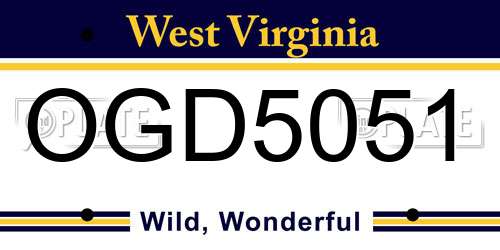 OGD5051 West Virginia License Plate