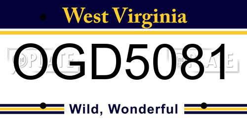 OGD5081 West Virginia License Plate