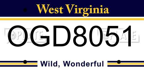 OGD8051 West Virginia License Plate