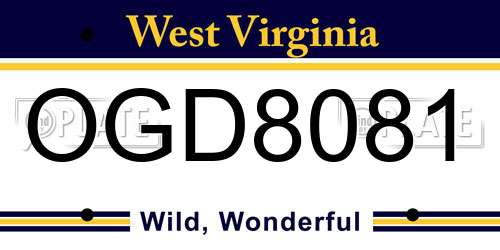 OGD8081 West Virginia License Plate