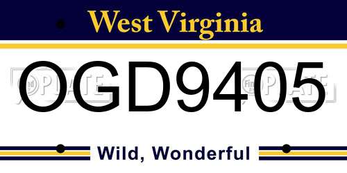 OGD9405 West Virginia License Plate