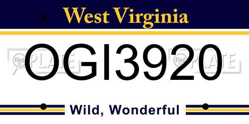 OGI3920 West Virginia License Plate