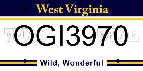 OGI3970 West Virginia License Plate