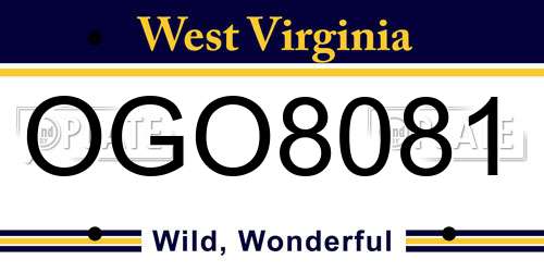 OGO8081 West Virginia License Plate