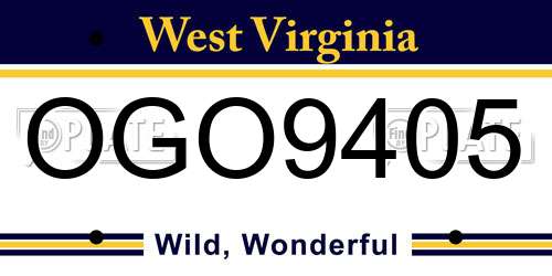 OGO9405 West Virginia License Plate