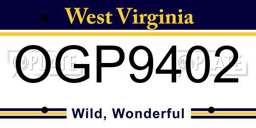 OGP9402 West Virginia License Plate