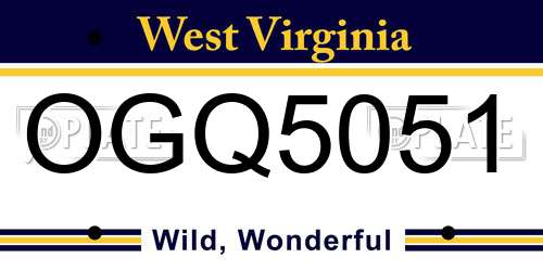 OGQ5051 West Virginia License Plate