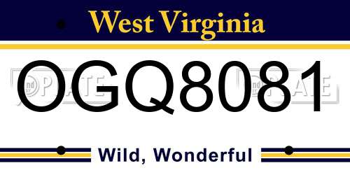 OGQ8081 West Virginia License Plate