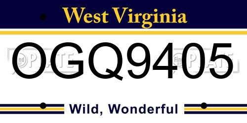 OGQ9405 West Virginia License Plate