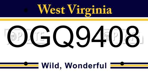 OGQ9408 West Virginia License Plate