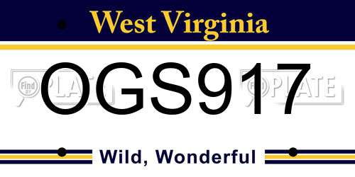 OGS917 West Virginia License Plate