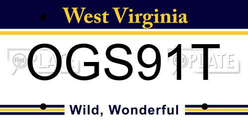 OGS91T West Virginia License Plate