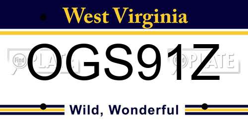 OGS91Z West Virginia License Plate