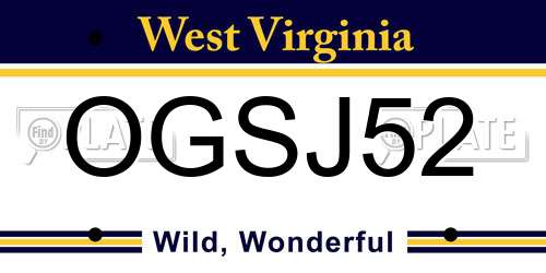 OGSJ52 West Virginia License Plate