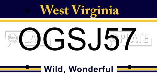 OGSJ57 West Virginia License Plate