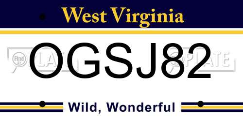 OGSJ82 West Virginia License Plate
