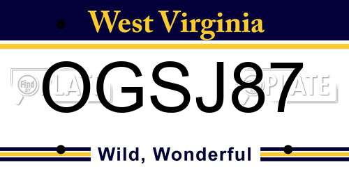 OGSJ87 West Virginia License Plate