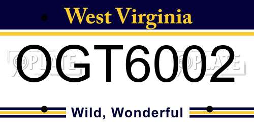 OGT6002 West Virginia License Plate