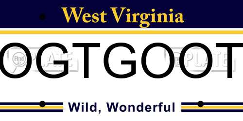 OGTGOOT West Virginia License Plate