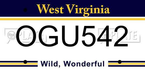 OGU542 West Virginia License Plate
